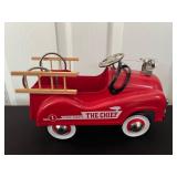 Vtg Red Metal Fire Truck Toy 10''x5''x6''