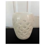 White Carved Alabaster Vase Design 6''