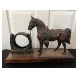 Vtg Metal Horse with Stand 17''x5''x12''
