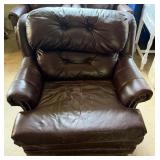Reddish Leather Tufted Armchair w/Nailhead Trim