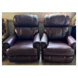Pair La-Z-Boy Brown Leather Recliners