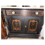 19th-Century Ebonized Marble-Top Cabinet