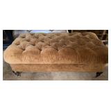 Tufted Velvet Ottoman w/Wood Legs on Casters