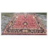 Red, Black, & Beige Floral Area Rug