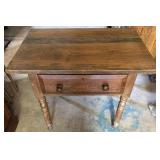 Wooden Side Table w/ Drawer & Turned Legs
