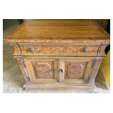 Vintage Wood Cabinet w/ Burled Walnut Veneer
