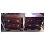 Pair Mahogany 2-Drawer Nightstands