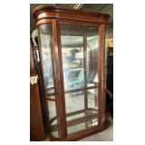 Curved Glass Display Cabinet w/Wood Frame