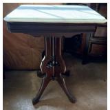Victorian Style Walnut Table w/ Marble Top