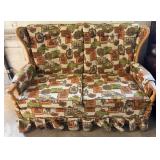 1970s Colonial-Style Wooden Loveseat