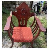 Victorian Style Carved Wood Arm Chair