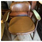 Mid-Century Modern Wood & Vinyl Armchair