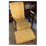 Vintage Mustard Upholstered Rocker w/ Ottoman