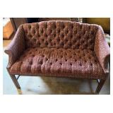 Upholstered Settee w/ Button Tufting & Nailhead