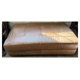 Brown Faux Leather Tufted Ottoman w/Nailhead Trim