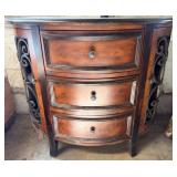 Half Moon Curved 3-Drawer Chest w/Metal Scrollwork