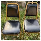 Pair Black Faux Leather Metal Frame Chairs