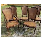5 Wood & Cane Back Dining Chairs w/ Arms