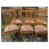 6 Wood Dining Chairs w/Upholstered Seats