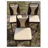 3 Vintage Brown & Cream Vinyl Kids Chairs
