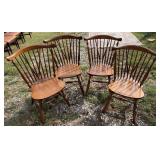 4 Wooden Spindle-Back Windsor Chairs