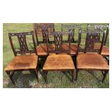 6 Dark Wood Ribbon Back Dining Chairs