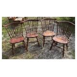 4 Wooden Spindle-Back Windsor Chairs