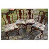 4 Queen Anne Style Floral Chairs