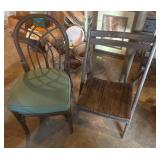 Wooden Chairs, One Padded