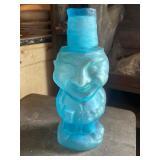 Vtg. Satin Blue Frosted Jolly Decanter