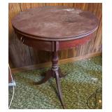 Round Wooden Table with Drawer