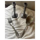 Candleholders and Nickel Silver Flatware