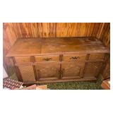 Wooden Sentinel Console with Records