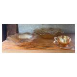 Amber Glass Dishes and Teacup Set