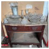 Wood Desk with Glassware