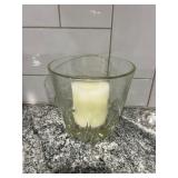 Etched Glass Candle Holder 6''x5.5''