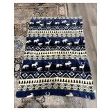 Vtg Blue Nordic-Themed Blanket 50'x70'