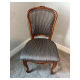 Vtg Wooden Chair w/Striped Upholstery 21'x18'x39.5