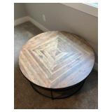 Round Wood and Metal Coffee Table 38'x18'