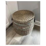Wicker Basket With Metal Bands 21''x19''