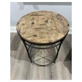 Round Wood and Metal Accent Table 22'x25.5'