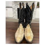 Vtg Tony Lama Snakeskin Cowboy Boots
