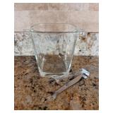 WSB Glass Ice Bucket w/Tongs7.25x5x5.5