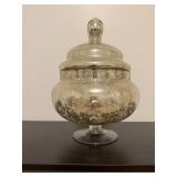 Metallic Mercury Glass Jar w/Lid9×12