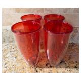 4 Red Double-Wall Tumblers7'