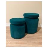 Teal Storage Ottoman Set16×18