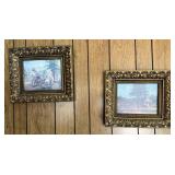 Pair Framed Rural Scene Prints 15.75x13.75 in
