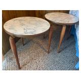 Pair Side Tables w/ Faux Marble Tops