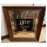 Miller Lite Genuine Draft Framed Mirror Sign