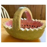 Ceramic Watermelon Basket w/ Handle